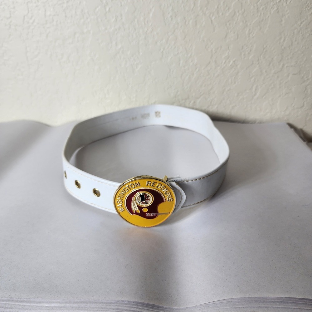Vintage 1978 NFL Washington Redskins White Belt Enamel Buckle Size 30-32 Mens